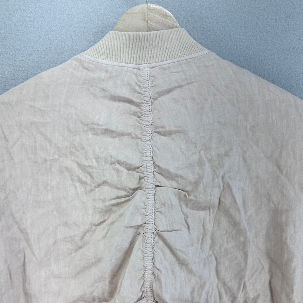Free People Linen Bomber Jacket Womens M Blush Pink Full Zip Light‎ Weight - Picture 6 of 10